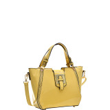 Patent Faux Leather Shoulder Bag with Zipper Front Detail
