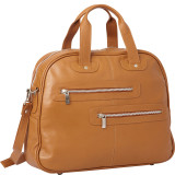 Double Zip-Pocket Leather Satchel