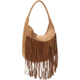 Soft Leather Fringe Hobo