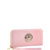Emblem Embossed Zip Around Wallet