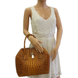 Diane Croc Embossed Top Handle Leather Tote
