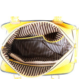 Women's Yellow Faux Leather Patent Tote Handbag