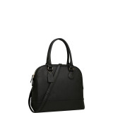 Faux Leather Dome Zip-Around Satchel