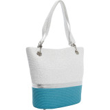 Paper Straw Metallic Stripe Colorblock Small Tote