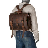 16" Large Full Leather Briefcase & Backpack