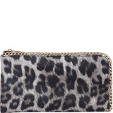 Faux Leather Leopard Print Chain Wallet