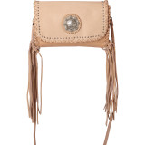 Genuine Leather Crossbody with Silver Berry Concho