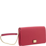 Pebble Leather Clutch with Removable Chain Strap