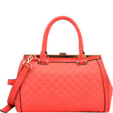 Quilted Barrel Satchel with Push-Up Closure