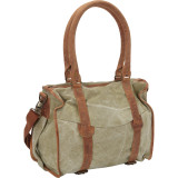 Mint Canvas and Leather Shoulder Bag