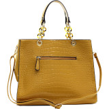Patent Croco Embossed Faux Leather Chain Strap Satchel
