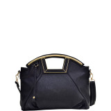 Soft Faux Leather Frame Handle Satchel