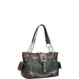 Western Style Rhinestone Buckle Camo Handbag