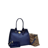 2-in-1 Patent Faux Leather Trimmed Satchel