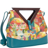 Satchel with Wooden Handle and Strap