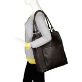 Premium Leather 16" Laptop Bucket Tote
