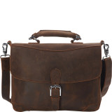 15" Cowhide Fine Leather Messenger Bag with Clasp Lock