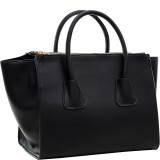 Winged Satchel with Double Zipper Pockets