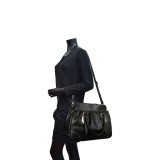 Large Studded Faux Leather Satchel
