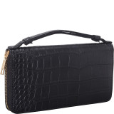 Croc Embossed Zip Around Wallet