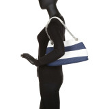 Wide Stripe Paper Straw Chain Shoulder Bag
