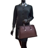 Faux Buffalo Classic Briefcase with Removable Shoulder Strap