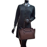 Faux Leather Shoulder Bag with Front Zipper Pocket