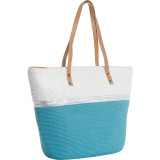 Paper Straw Metallic Stripe Colorblock Tote