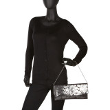 Metallic Paisley Print Microsuede Clutch