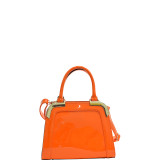 Patent Faux Leather Corner Satchel