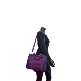 Textured Leather with Croco Metallic Trim Tote
