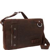 16" Leather Messenger Bag - Asymmetrical Design