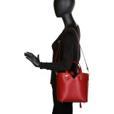 Valentine Handbag in Textured Deep Dark Red Leather