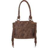 Studded Satchel with Fringe On Sides