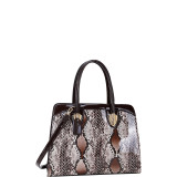 Patent Faux Leather with Snake Skin Detail Shoulder Bag