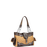 Western Style Rhinestone Buckle Camo Handbag