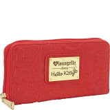Hello Kitty Red Embossed Face Zip Around Wallet