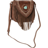 Tooled Crossbody Bag with Fringe