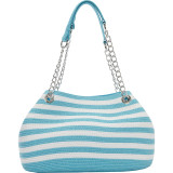Paper Straw Stripe Chain Shoulder Bag