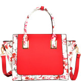 Floral Design Winged Saffiano Studded Satchel