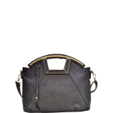 Soft Faux Leather Frame Handle Purse with Removable Shoulder Strap
