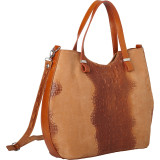 Alligator Textured Italian Made Leather Tote and Shoulder Bag