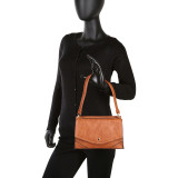 Fashion Double Flap Leather Convertible Shoulder Bag