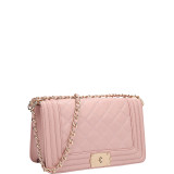 Quilted Crossbody Bag with Intertwined Leather Gold-Tone Chain Straps
