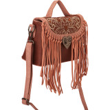 Embroidered Messenger with Heart Shaped Lock