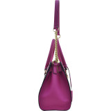 Medium Saffiano Faux Leather Satchel with Chain Shoulder Strap