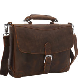 15" Cowhide Fine Leather Messenger Bag with Clasp Lock