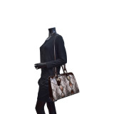 Patent Faux Leather with Snake Skin Detail Shoulder Bag