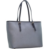 Patent Faux Leather Trim Tote