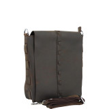 11.5" Leather Vertical Woven Messenger
